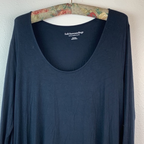 SOFT SURROUNDINGS Timely Scoop Neck tunic top drape to an angled high-low hem. - Picture 3 of 9